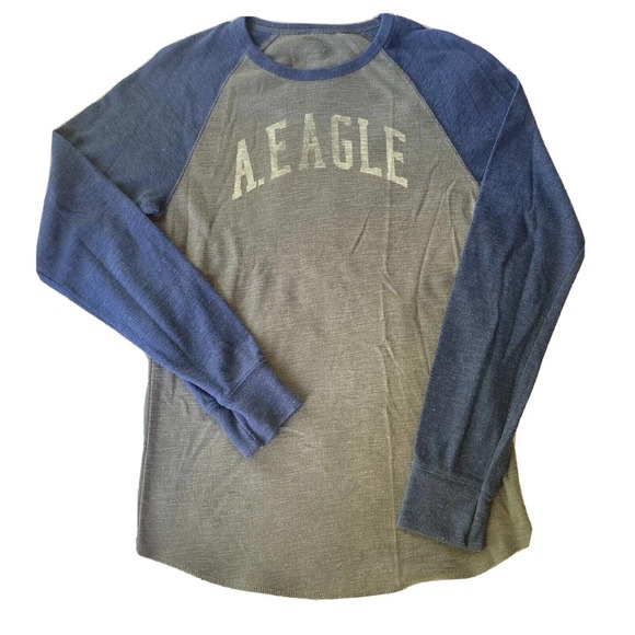American Eagle Outfitters Tops - Men's American Eagle Sz Medium Long Sleeve Athletic Fit Waffle Knit Shirt Grey